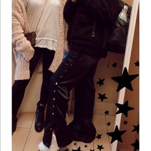 Black Satin Snap Pants